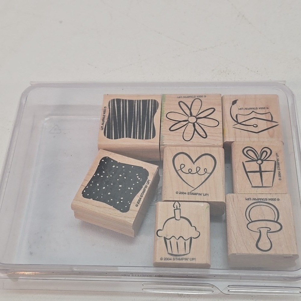 Stampin Up Little Layers Plus Rubber Stamp Set‎ Wood-Mounted 2004 Baby & Party